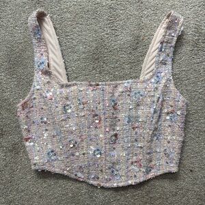 Altar'd State Pink Embellished Bustier Crop Top